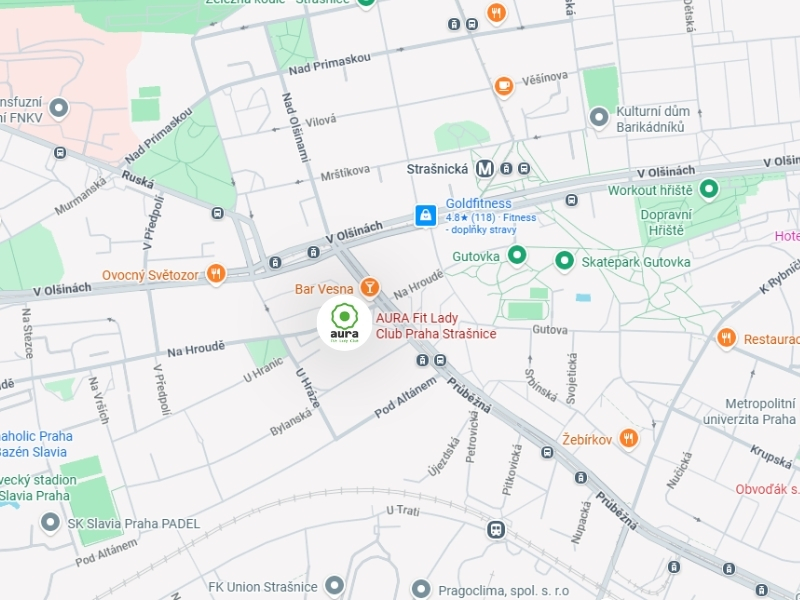 aurafit praha strasnice mapa